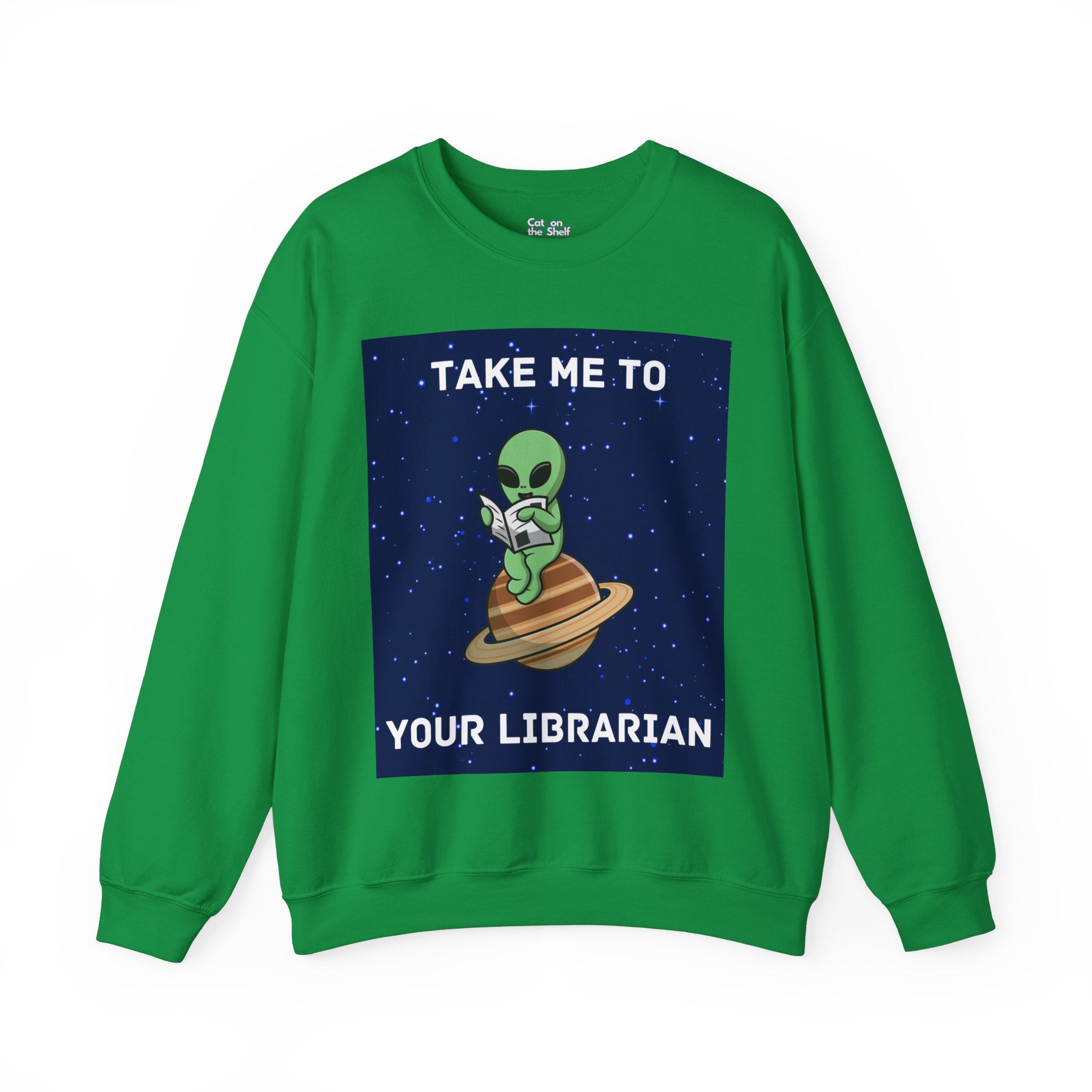 Take Me To Your Librarian Alien Reading Book Unisex Heavy Blend™ Crewneck Sweatshirt