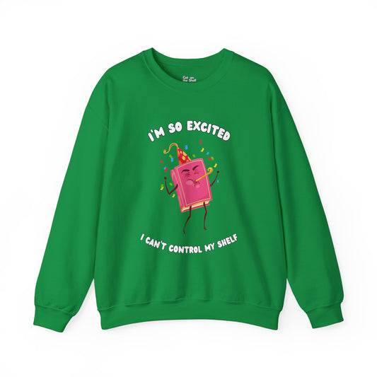 I'm So Excited I Can't Control My Shelf Party Book Unisex Heavy Blend™ Crewneck Sweatshirt