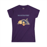 Booktrovert Girl Reading in Bed with Dog Women's Soft Tee