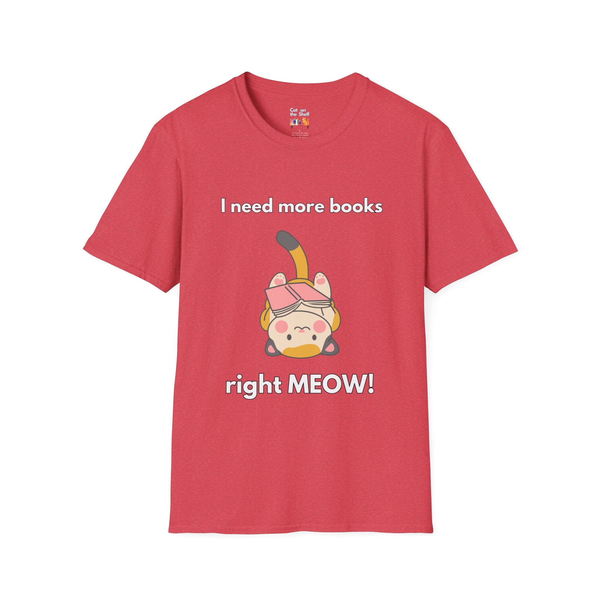 I Need More Books Right Meow Orange Cat Unisex Softstyle T-Shirt