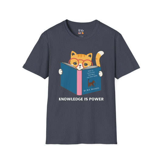 Knowledge Is Power Reading Cat Unisex Softstyle T-Shirt