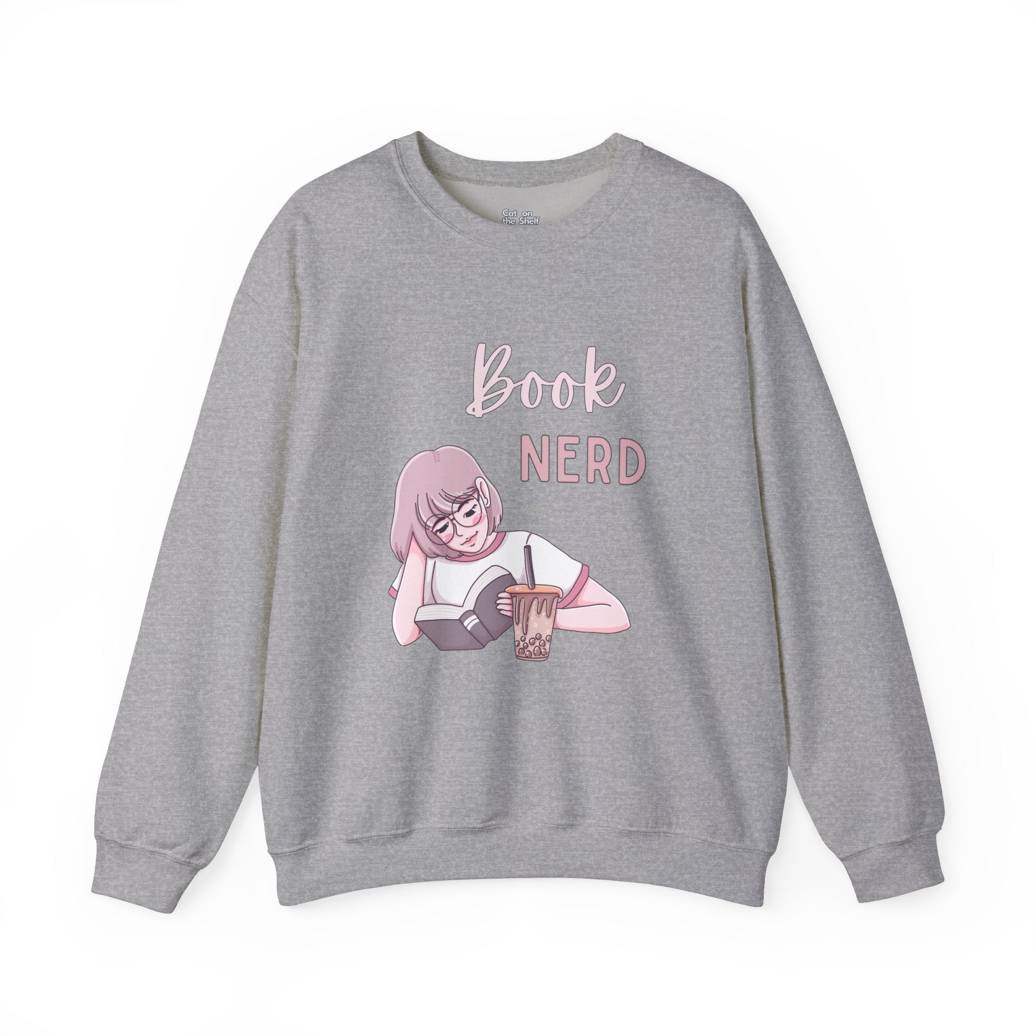 Book Nerd Pink Anime Girl Unisex Heavy Blend™ Crewneck Sweatshirt