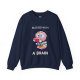 Blessed With A Brain Reading Brain Unisex Heavy Blend™ Crewneck Sweatshirt