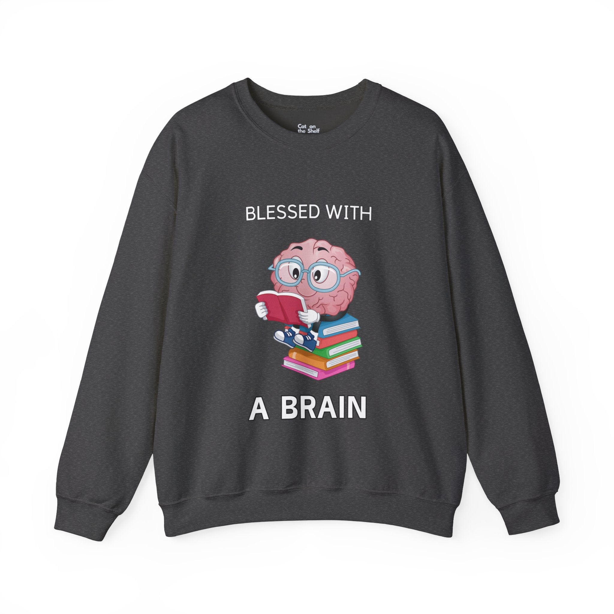 Blessed With A Brain Reading Brain Unisex Heavy Blend™ Crewneck Sweatshirt