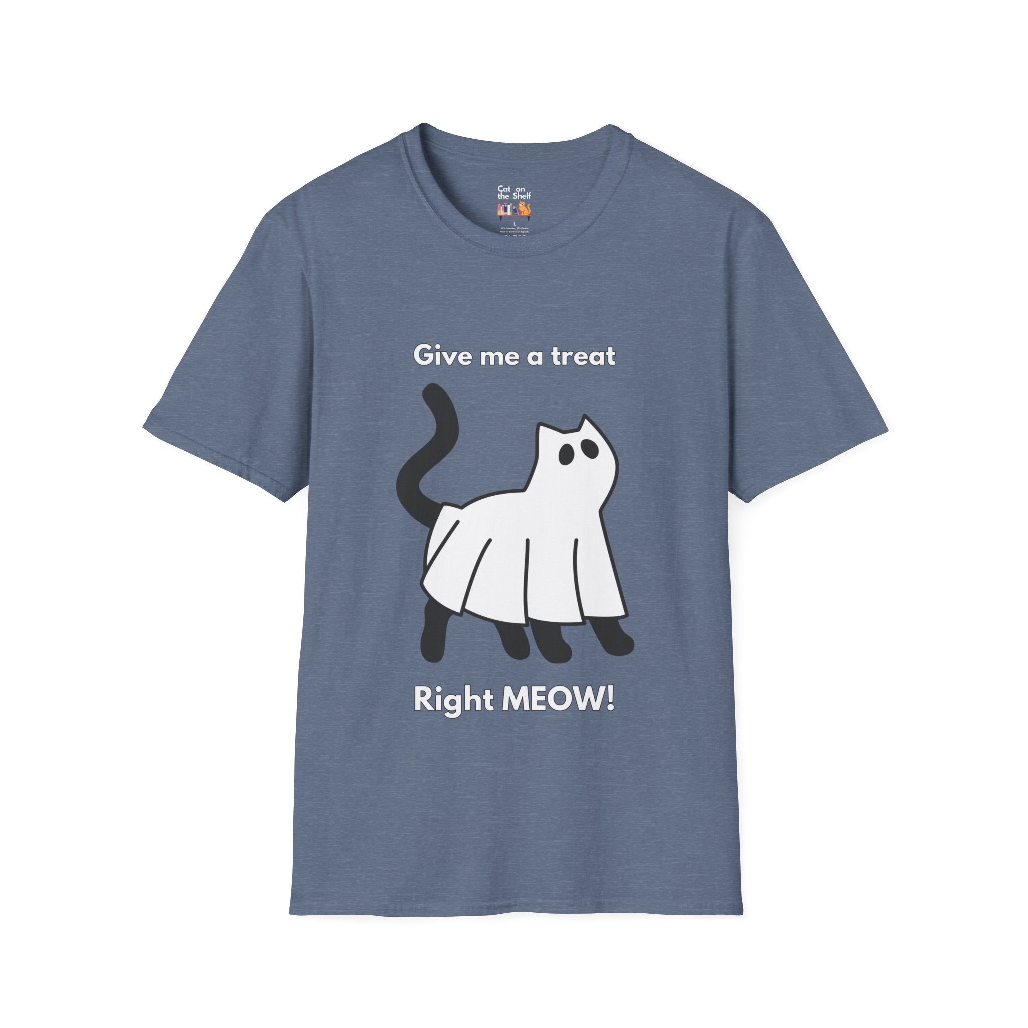 Give Me A Treat Right Meow Halloween Cat Unisex Softstyle T-Shirt