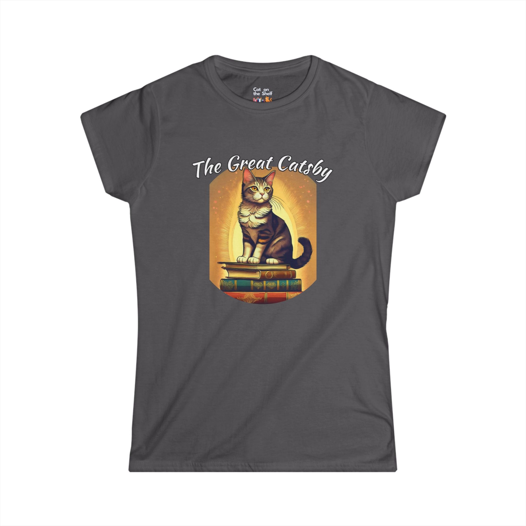 The Great Gatsby Catsby Cat on Books Women's Soft Tee