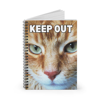 Keep Out Orange Cat Face Small Spiral Notebook