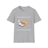 Easily Distracted By Cats & Books Unisex Softstyle T-Shirt