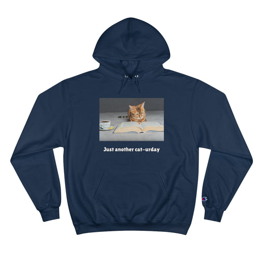 Just Another Cat-urday Cat Reading Book Champion Hoodie