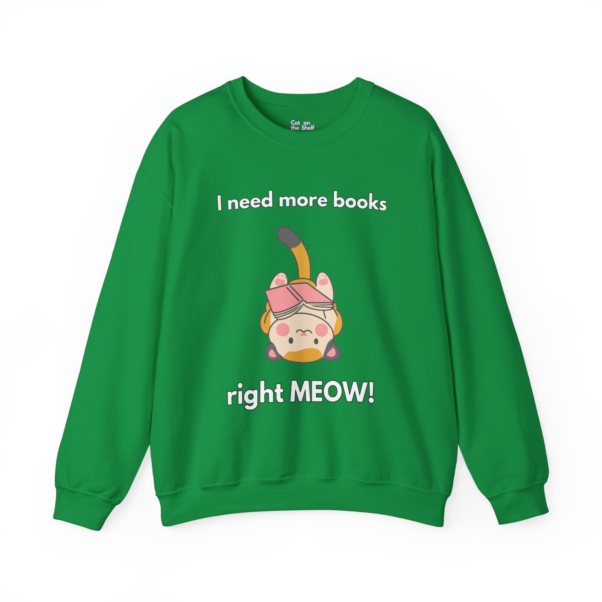 I Need More Books Right Meow Orange Cat Unisex Heavy Blend™ Crewneck Sweatshirt