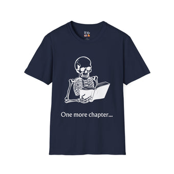 One More Chapter Reading Skeleton with Book Unisex Softstyle T-Shirt