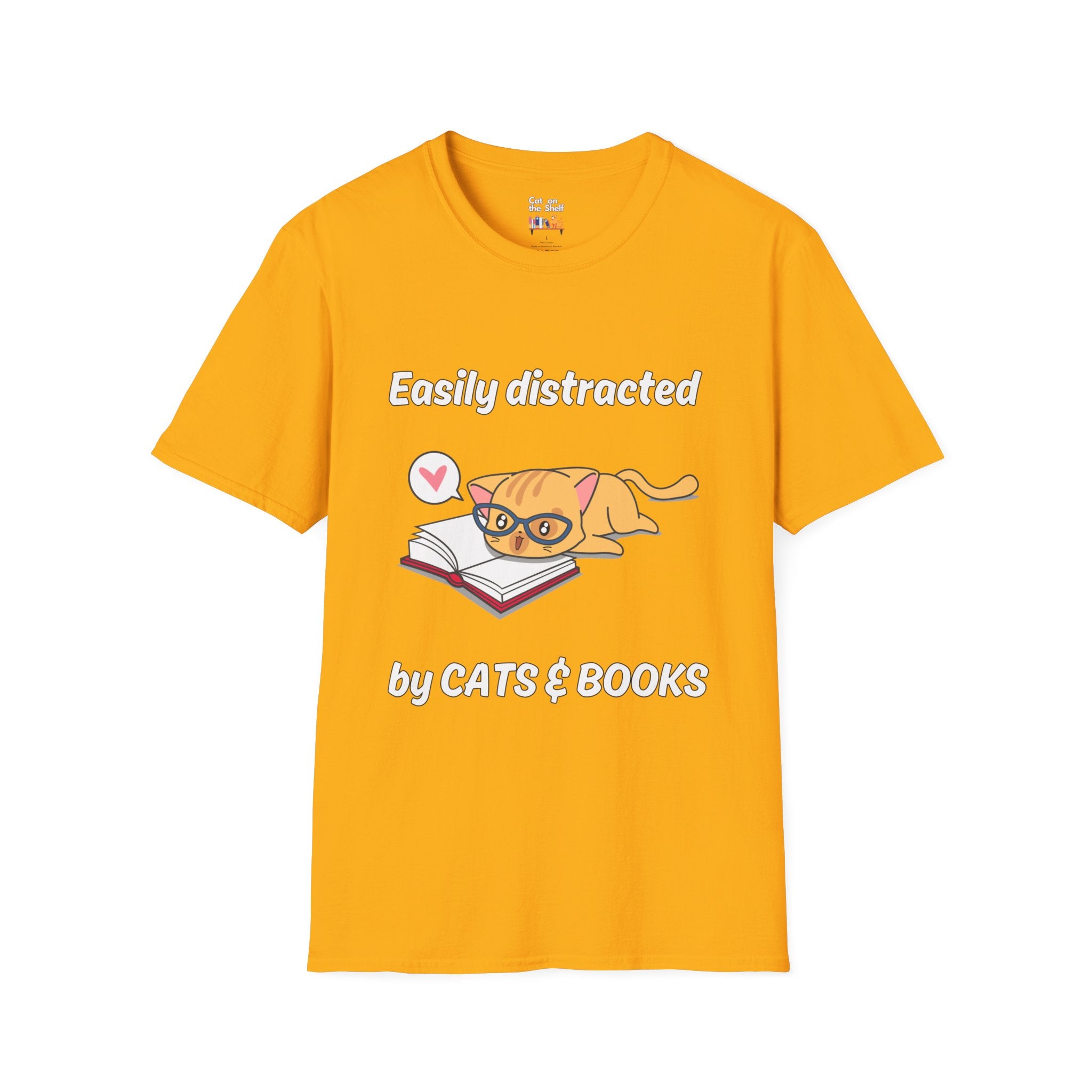 Easily Distracted By Cats & Books Unisex Softstyle T-Shirt