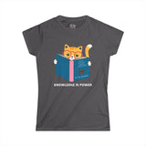 Knowledge Is Power Reading Cat Women's Soft Tee