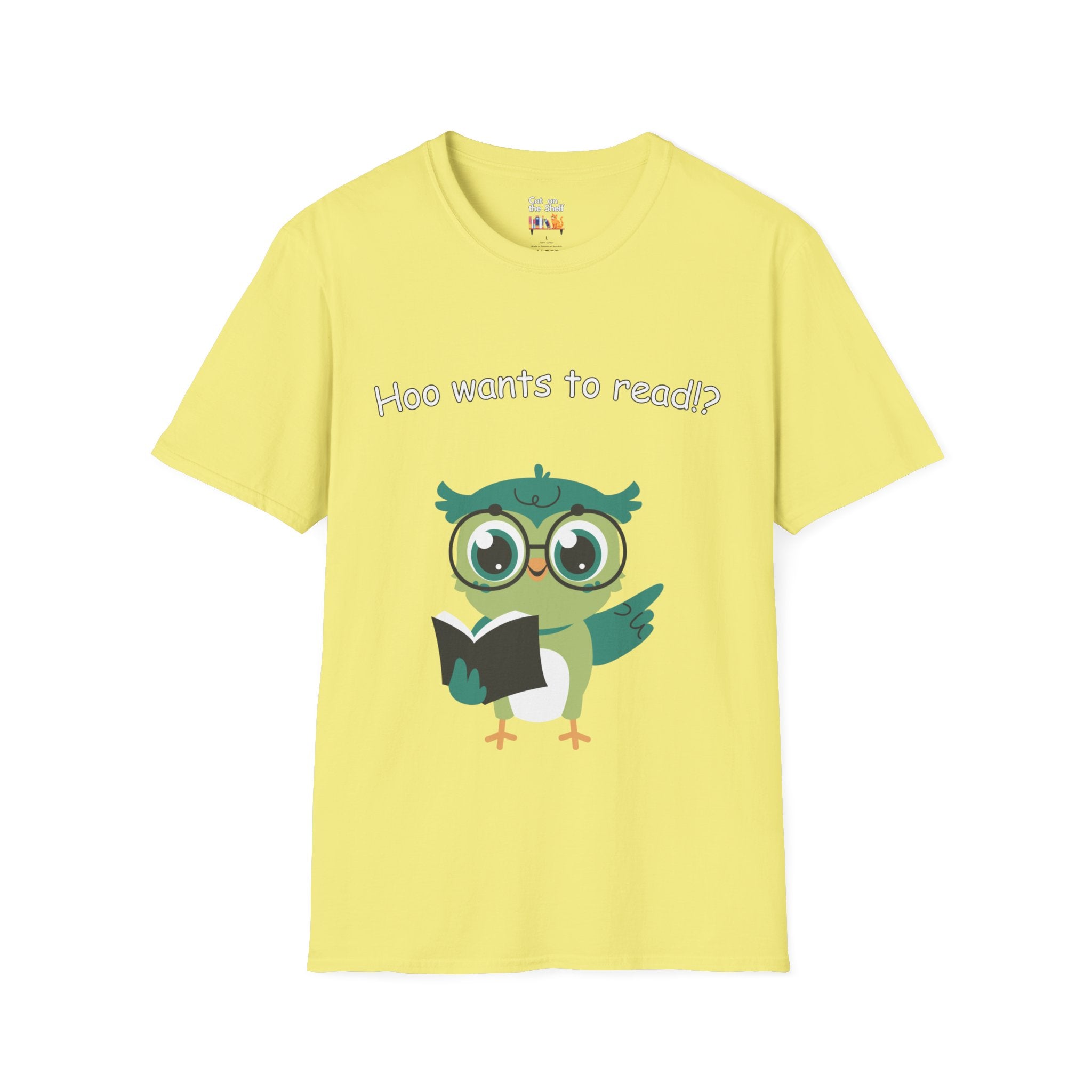 Who Hoo Wants to Read? Owl with Book Unisex Softstyle T-Shirt