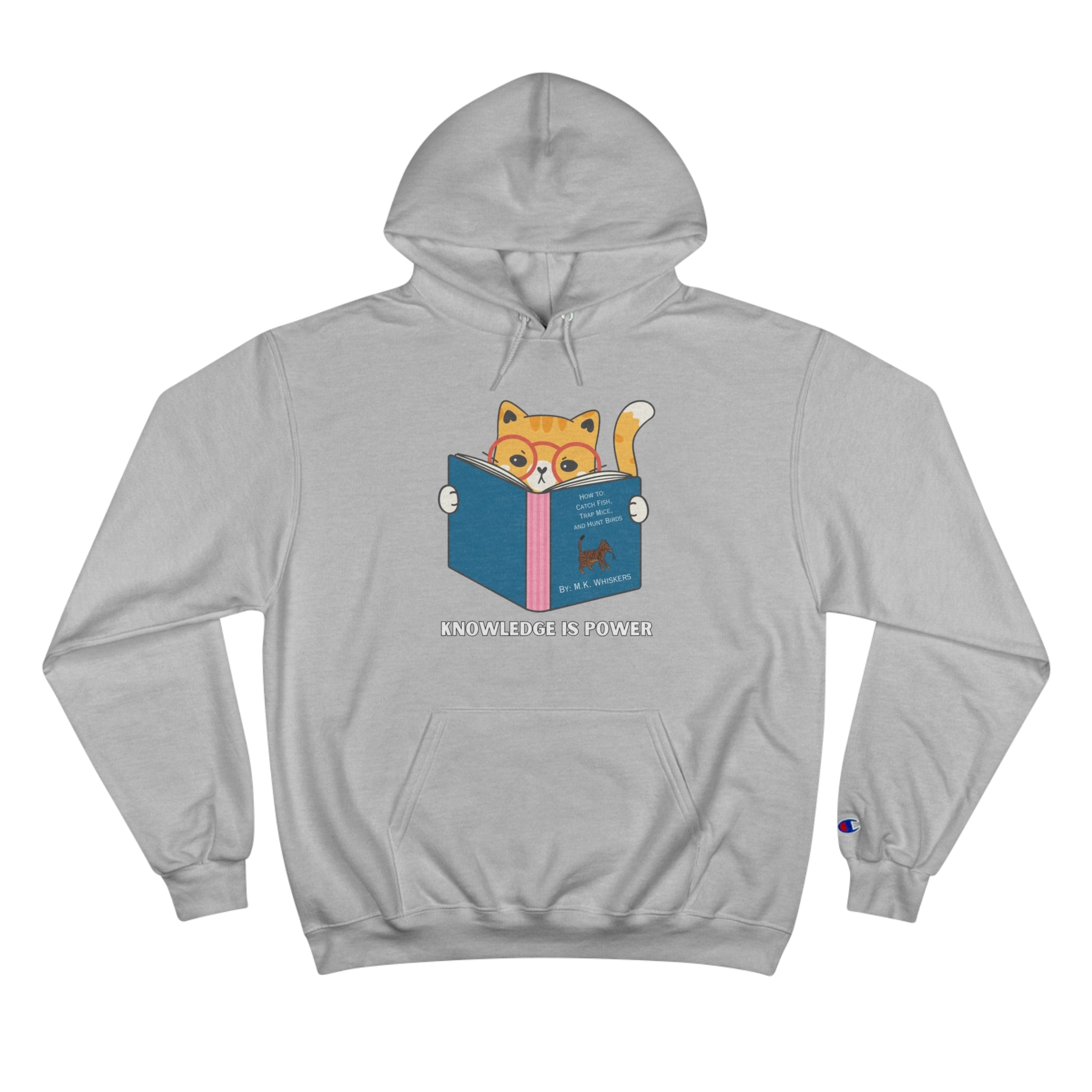 Knowledge Is Power Reading Cat Champion Hoodie