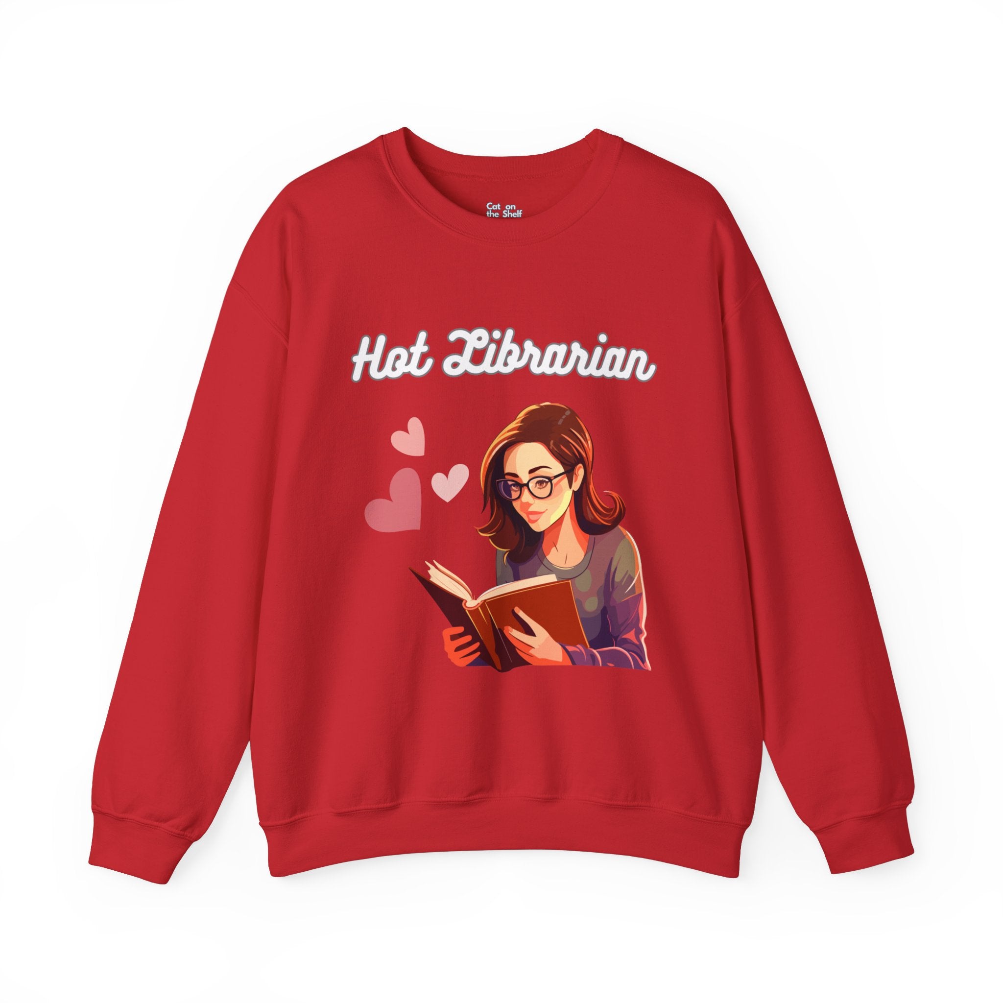 Hot Librarian Girl with Glasses Hearts Unisex Heavy Blend™ Crewneck Sweatshirt