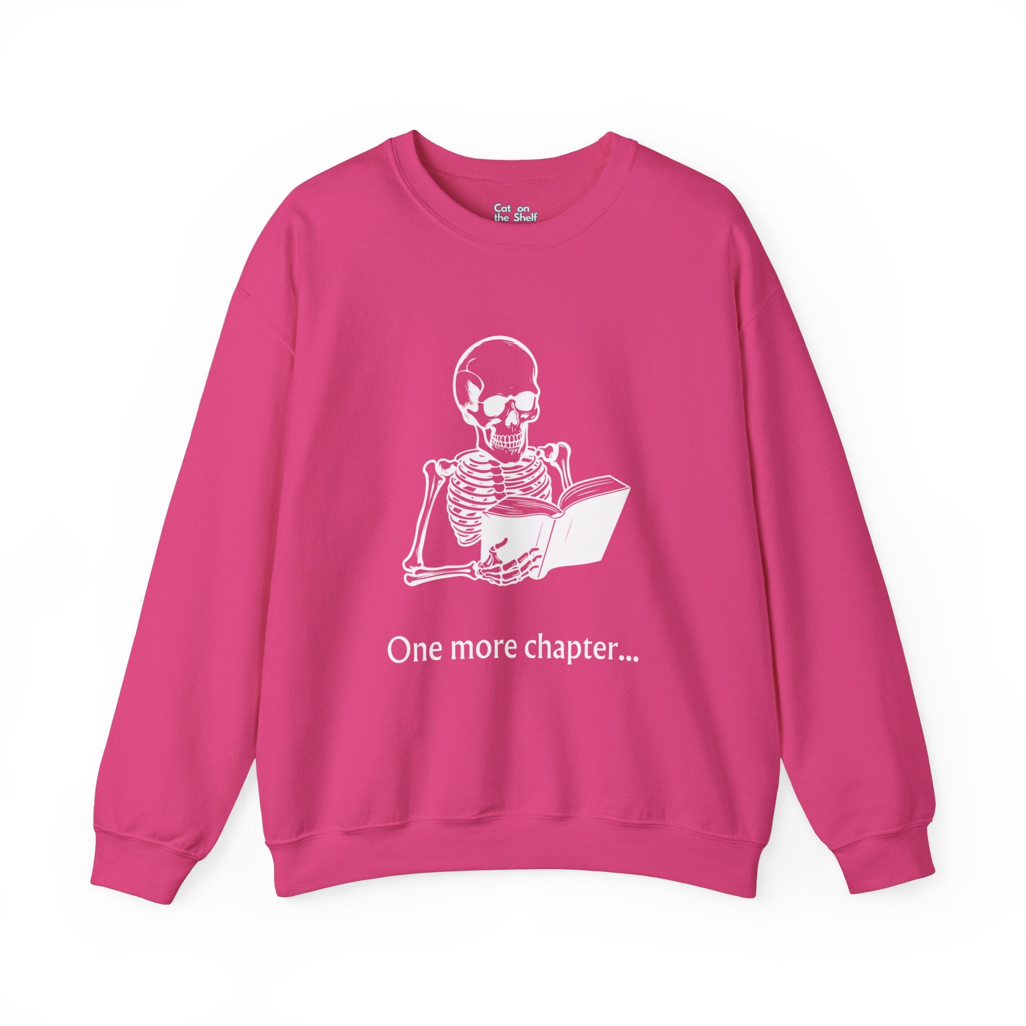 One More Chapter Reading Skeleton with Book Unisex Heavy Blend™ Crewneck Sweatshirt