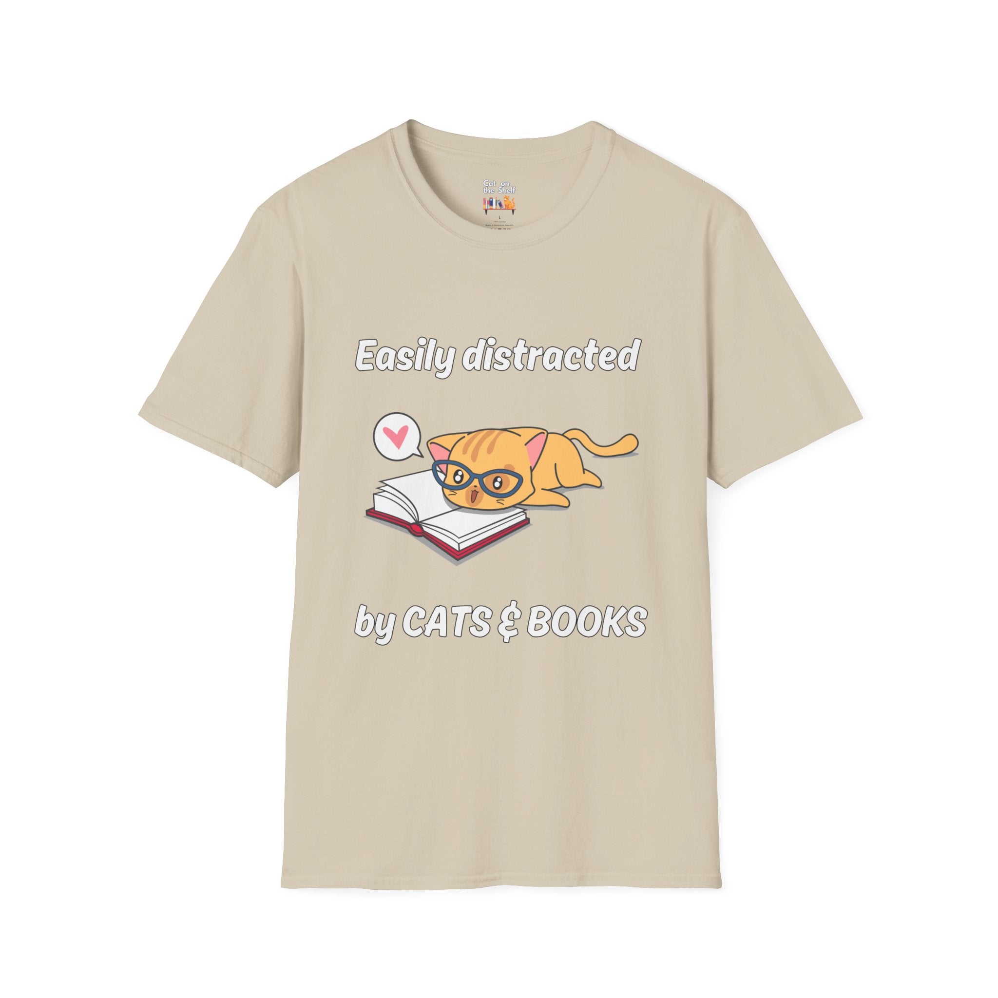 Easily Distracted By Cats & Books Unisex Softstyle T-Shirt