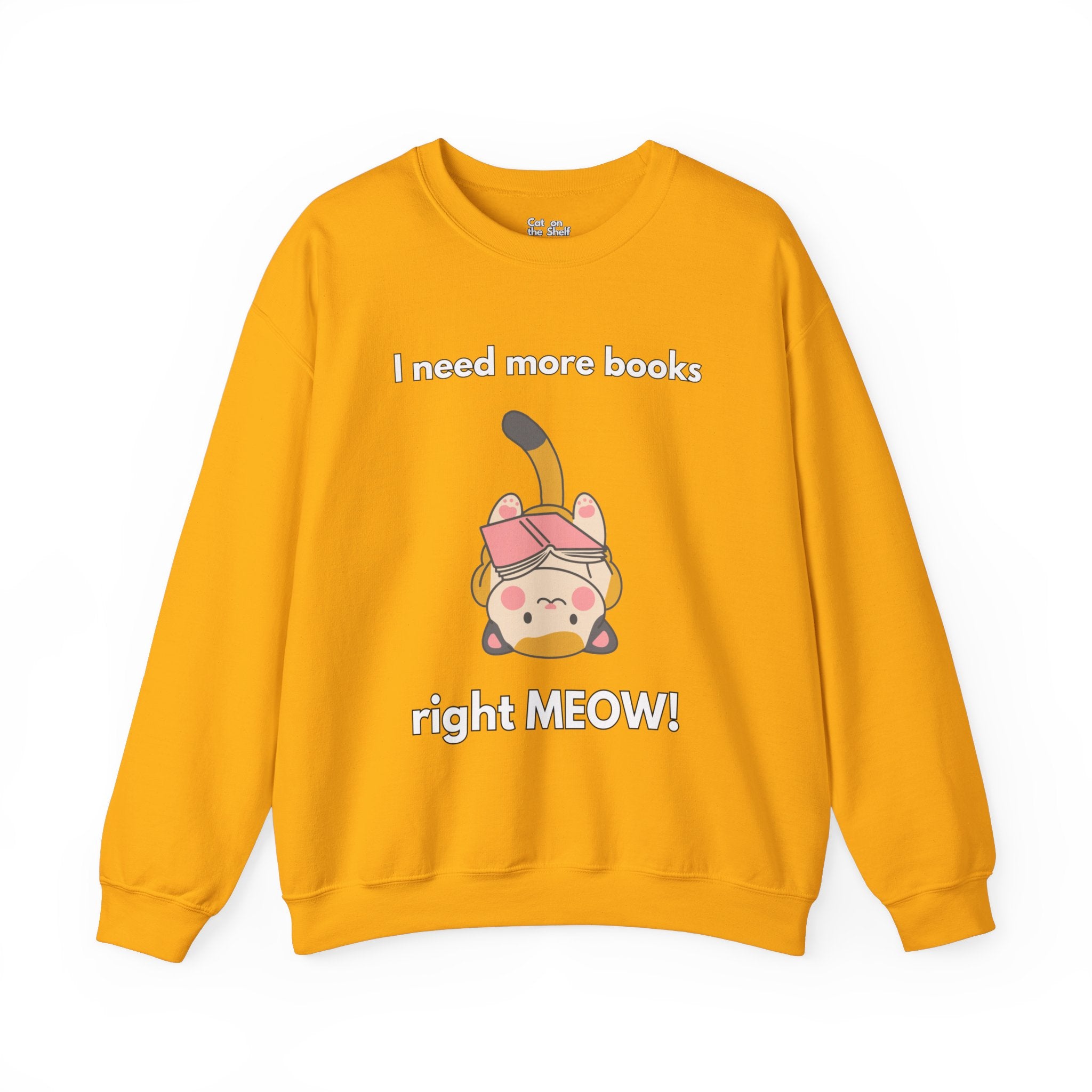 I Need More Books Right Meow Orange Cat Unisex Heavy Blend™ Crewneck Sweatshirt