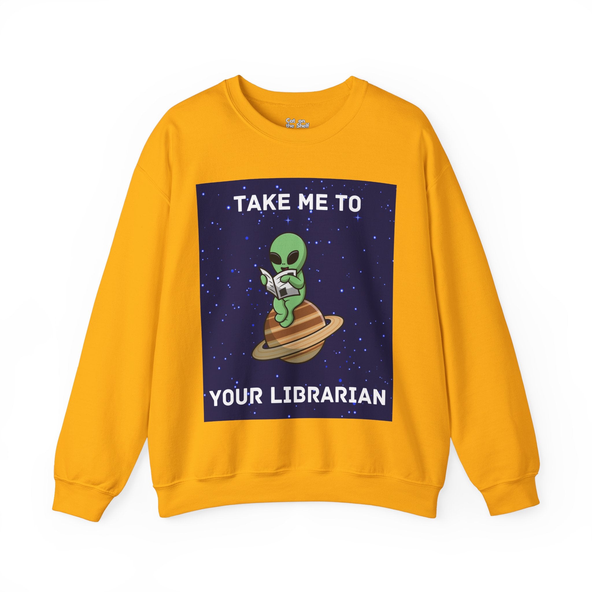 Take Me To Your Librarian Alien Reading Book Unisex Heavy Blend™ Crewneck Sweatshirt