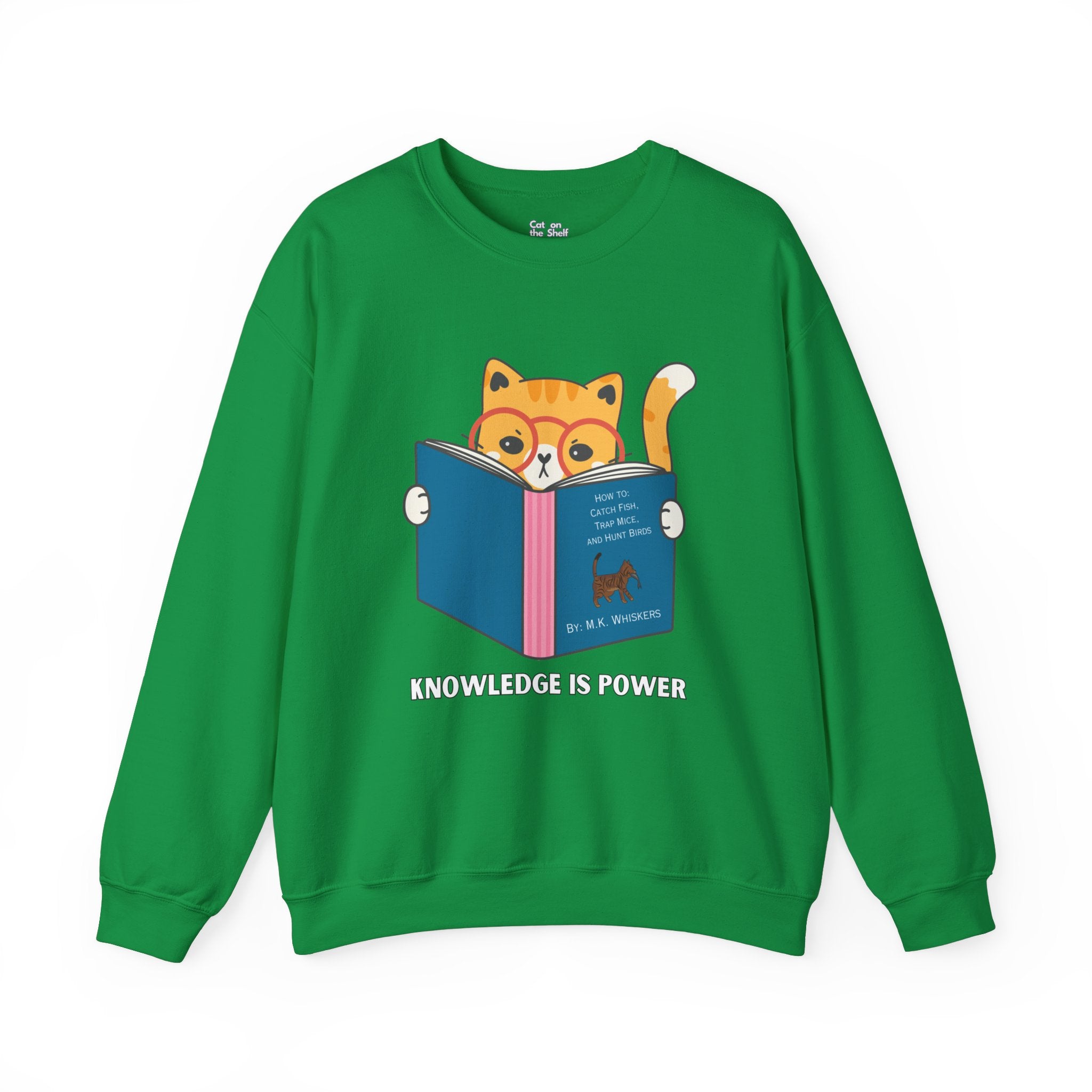 Knowledge Is Power Reading Cat Unisex Heavy Blend™ Crewneck Sweatshirt