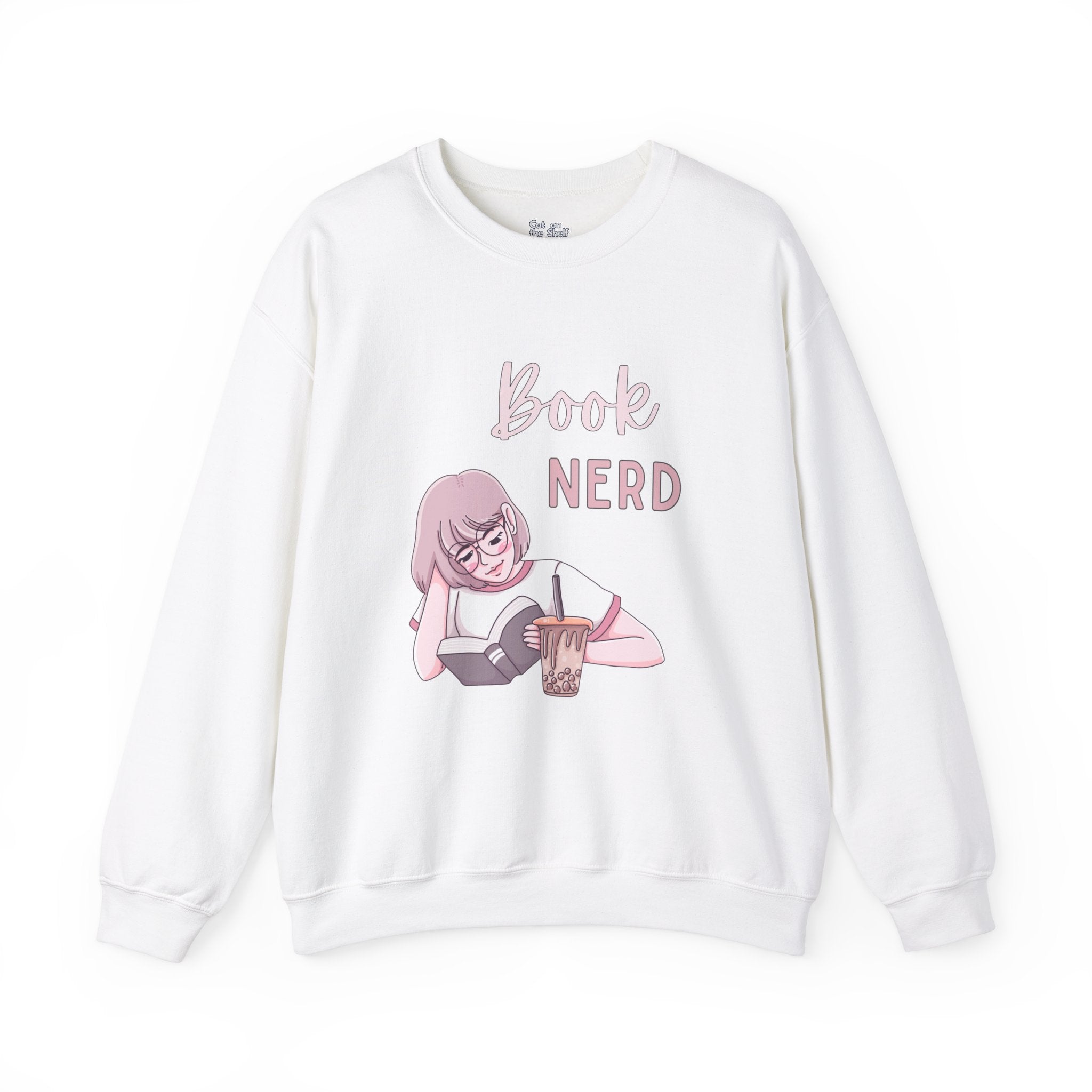 Book Nerd Pink Anime Girl Unisex Heavy Blend™ Crewneck Sweatshirt