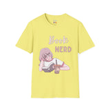 Book Nerd Pink Anime Girl Unisex Softstyle T-Shirt