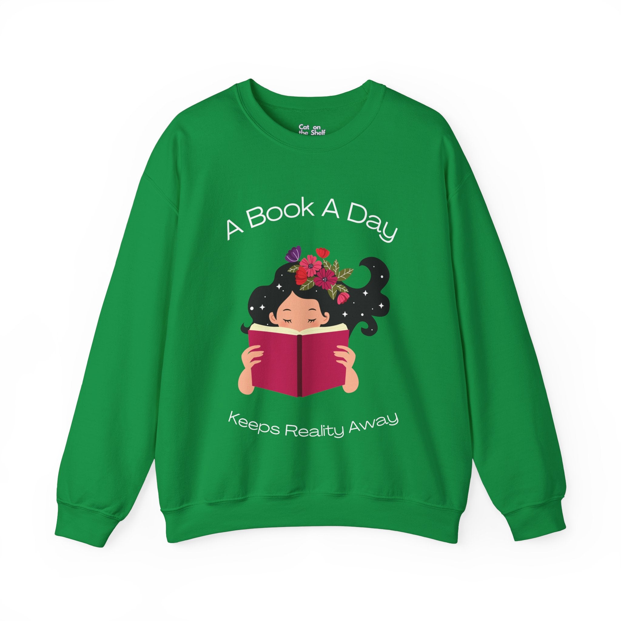 A Book A Day Keeps Reality Away Dreamy Girl Unisex Heavy Blend™ Crewneck Sweatshirt