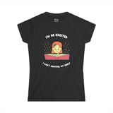 I'm So Excited I Can't Control My Shelf Reading Girl Women's Soft Tee