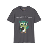 Who Hoo Wants to Read? Owl with Book Unisex Softstyle T-Shirt