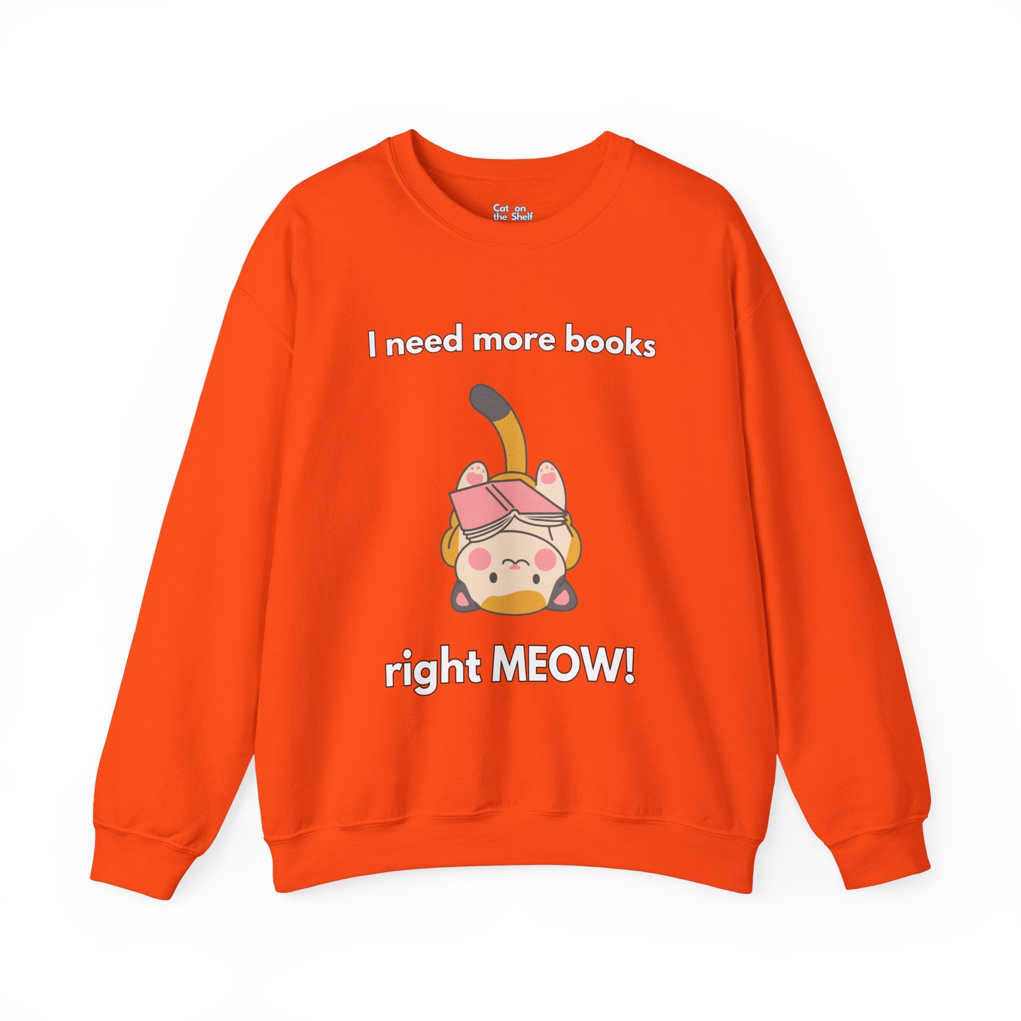 I Need More Books Right Meow Orange Cat Unisex Heavy Blend™ Crewneck Sweatshirt