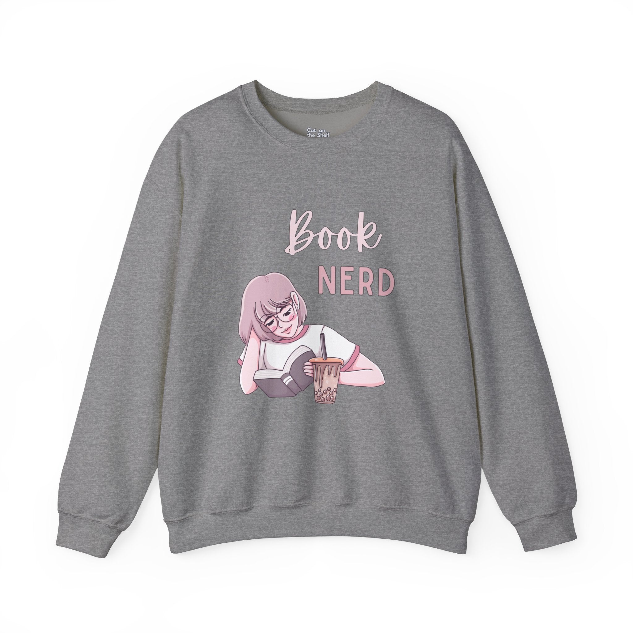 Book Nerd Pink Anime Girl Unisex Heavy Blend™ Crewneck Sweatshirt