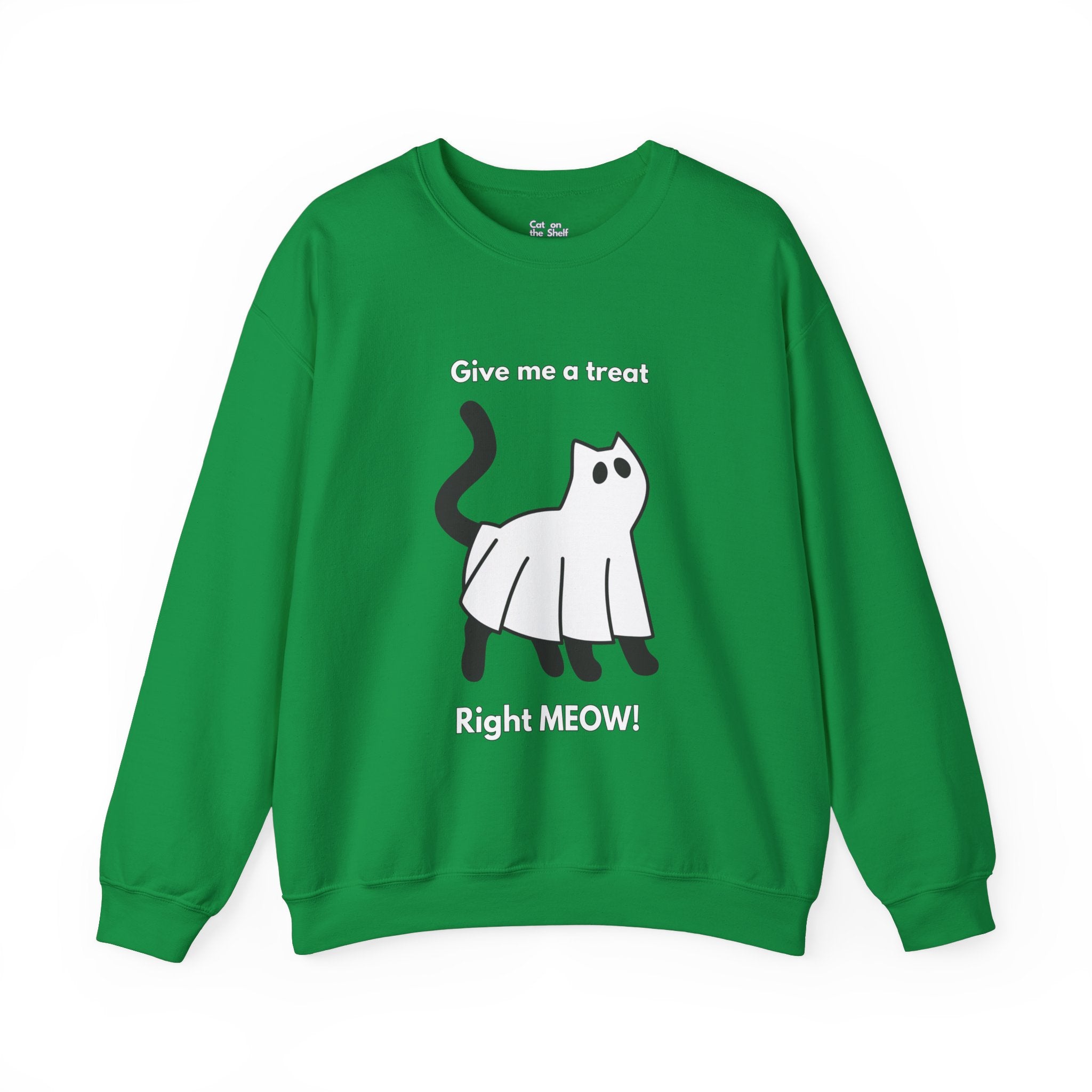 Give Me A Treat Right Meow Halloween Cat Unisex Heavy Blend™ Crewneck Sweatshirt