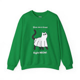 Give Me A Treat Right Meow Halloween Cat Unisex Heavy Blend™ Crewneck Sweatshirt