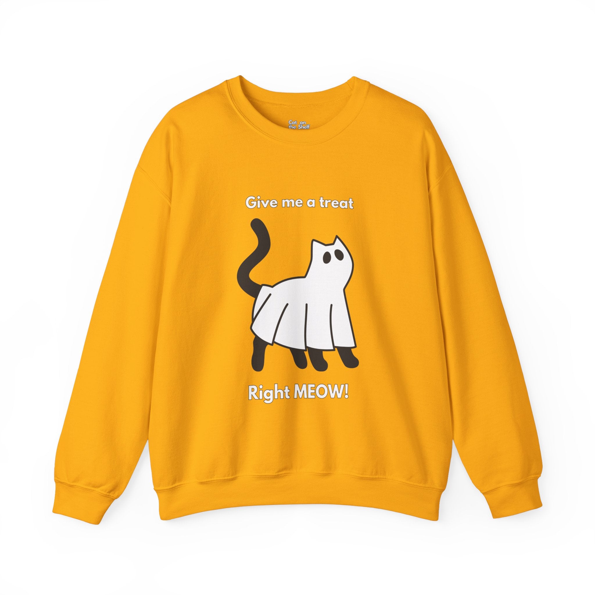 Give Me A Treat Right Meow Halloween Cat Unisex Heavy Blend™ Crewneck Sweatshirt