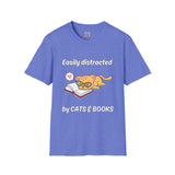 Easily Distracted By Cats & Books Unisex Softstyle T-Shirt