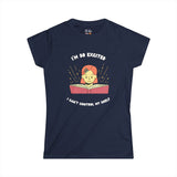 I'm So Excited I Can't Control My Shelf Reading Girl Women's Soft Tee