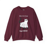 Give Me A Treat Right Meow Halloween Cat Unisex Heavy Blend™ Crewneck Sweatshirt