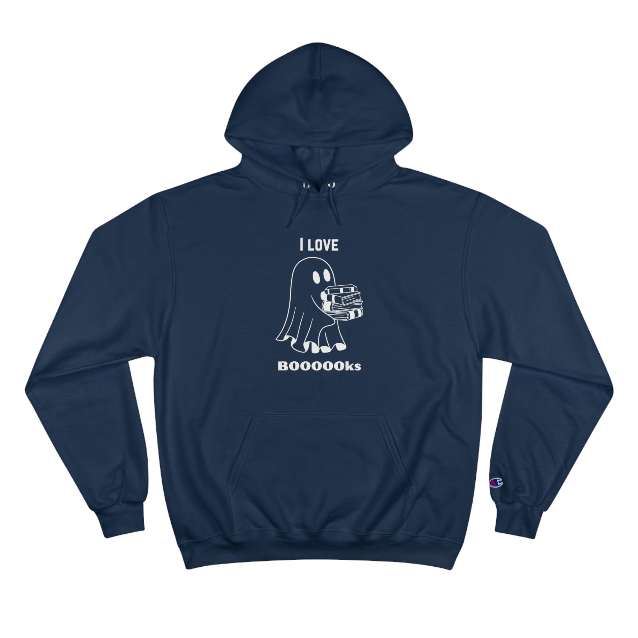 I Love Books Halloween Ghost Champion Hoodie