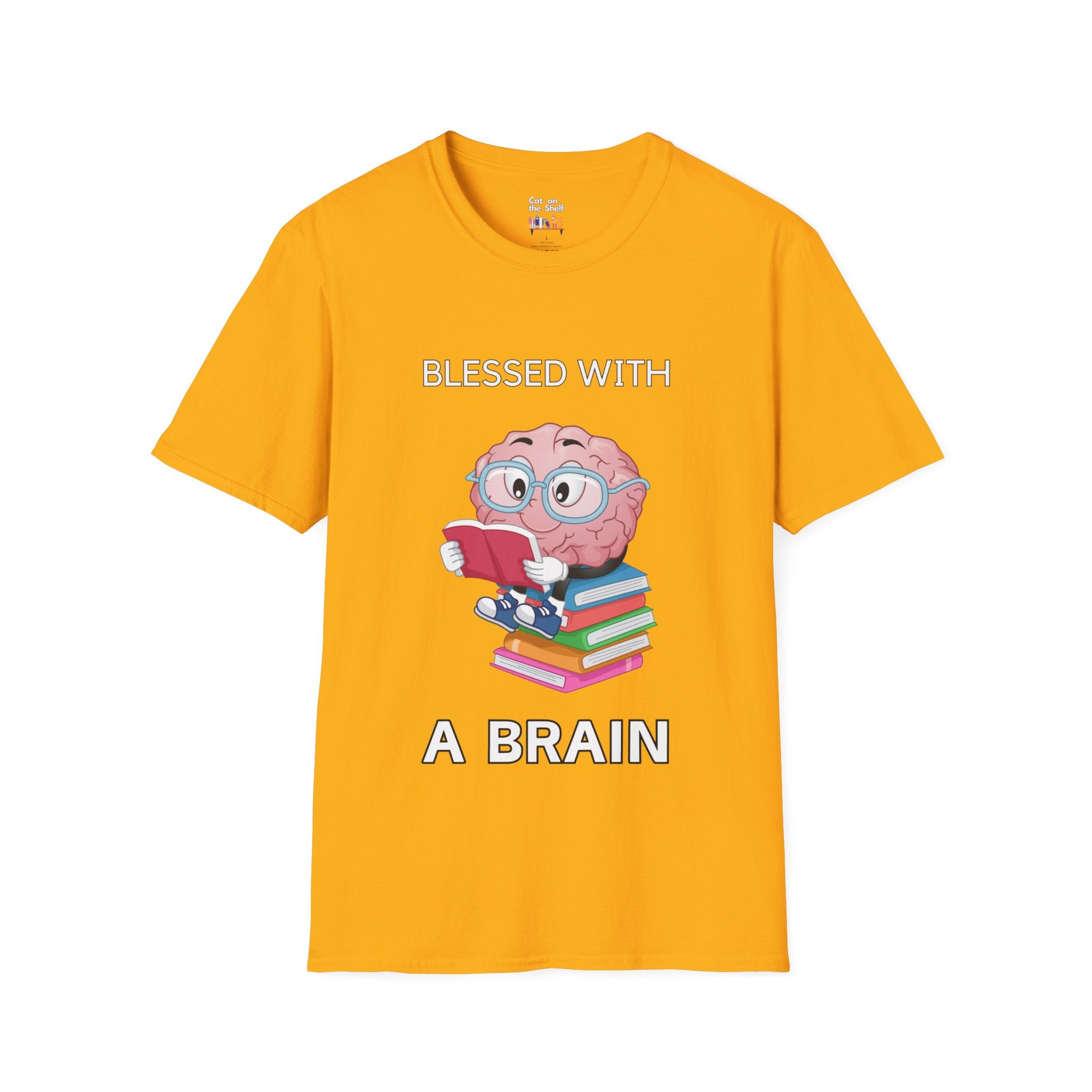 Blessed With A Brain Reading Brain Unisex Softstyle T-Shirt