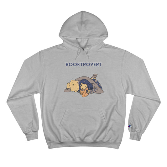 Booktrovert Girl Reading in Bed with Dog Champion Hoodie