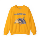 Booktrovert Girl Reading in Bed with Dog Unisex Heavy Blend™ Crewneck Sweatshirt