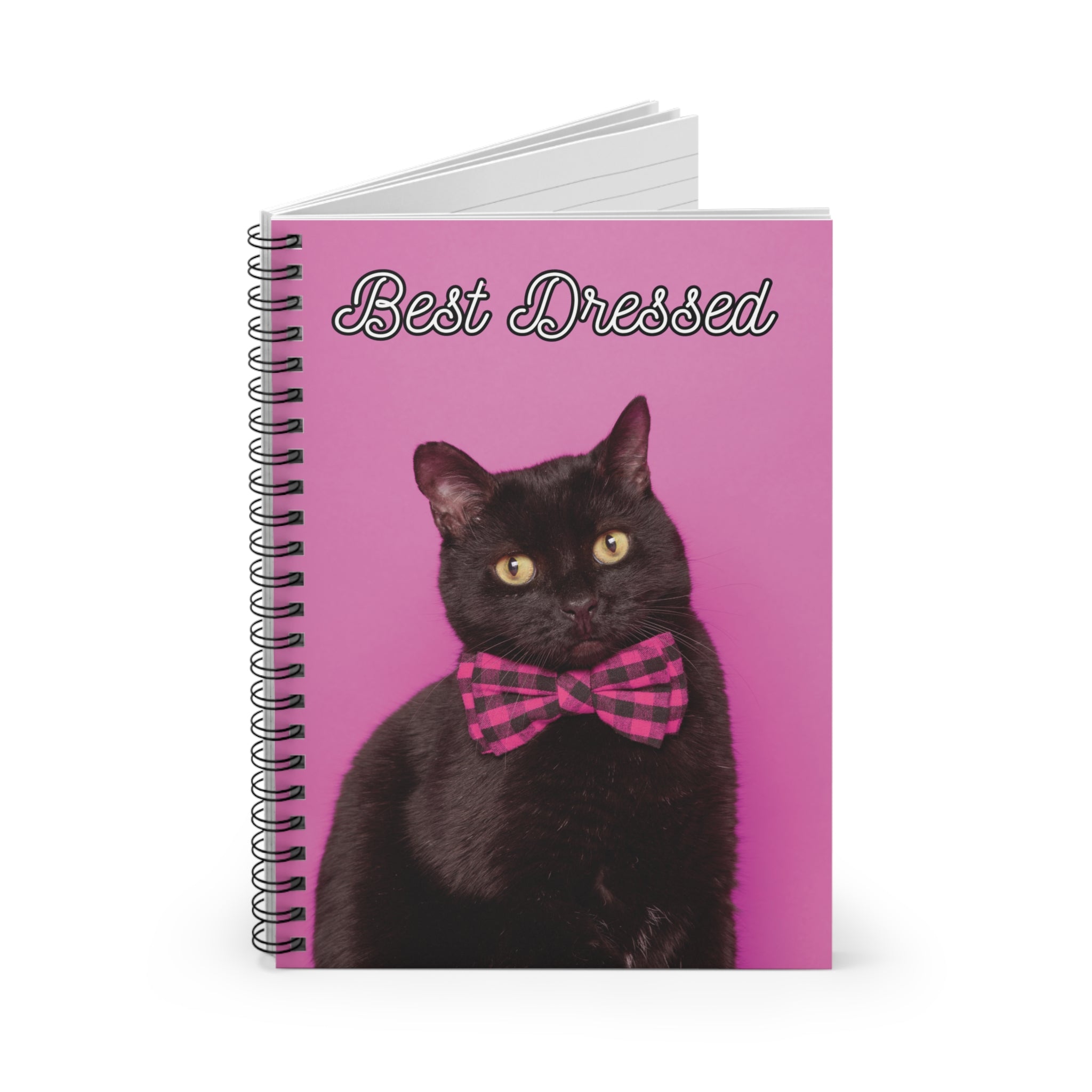 Cat with Pink Bowtie Best Dressed Spiral Notebook