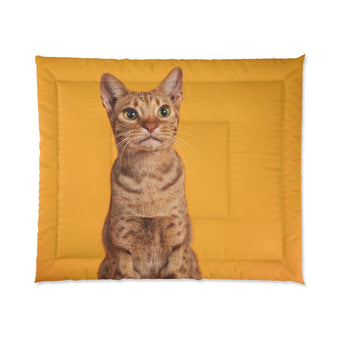 Bright Orange Cat Queen Size Comforter