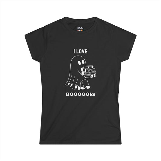 I Love Books Halloween Ghost Women's Soft Tee