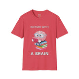 Blessed With A Brain Reading Brain Unisex Softstyle T-Shirt