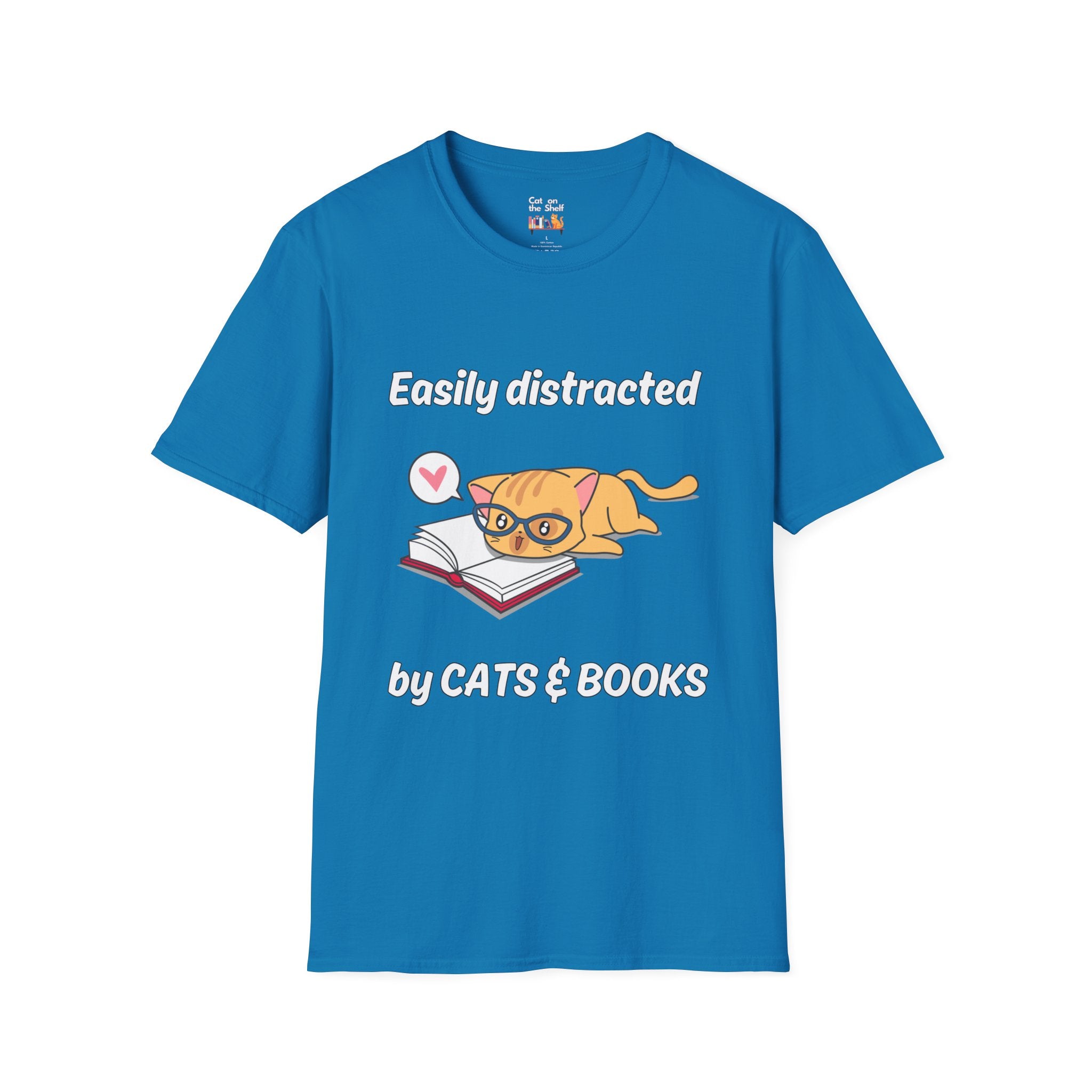 Easily Distracted By Cats & Books Unisex Softstyle T-Shirt