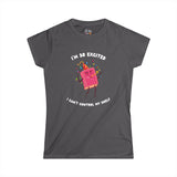 I'm So Excited I Can't Control My Shelf Party Book Women's Soft Tee