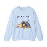 Booktrovert Girl Reading in Bed with Dog Unisex Heavy Blend™ Crewneck Sweatshirt