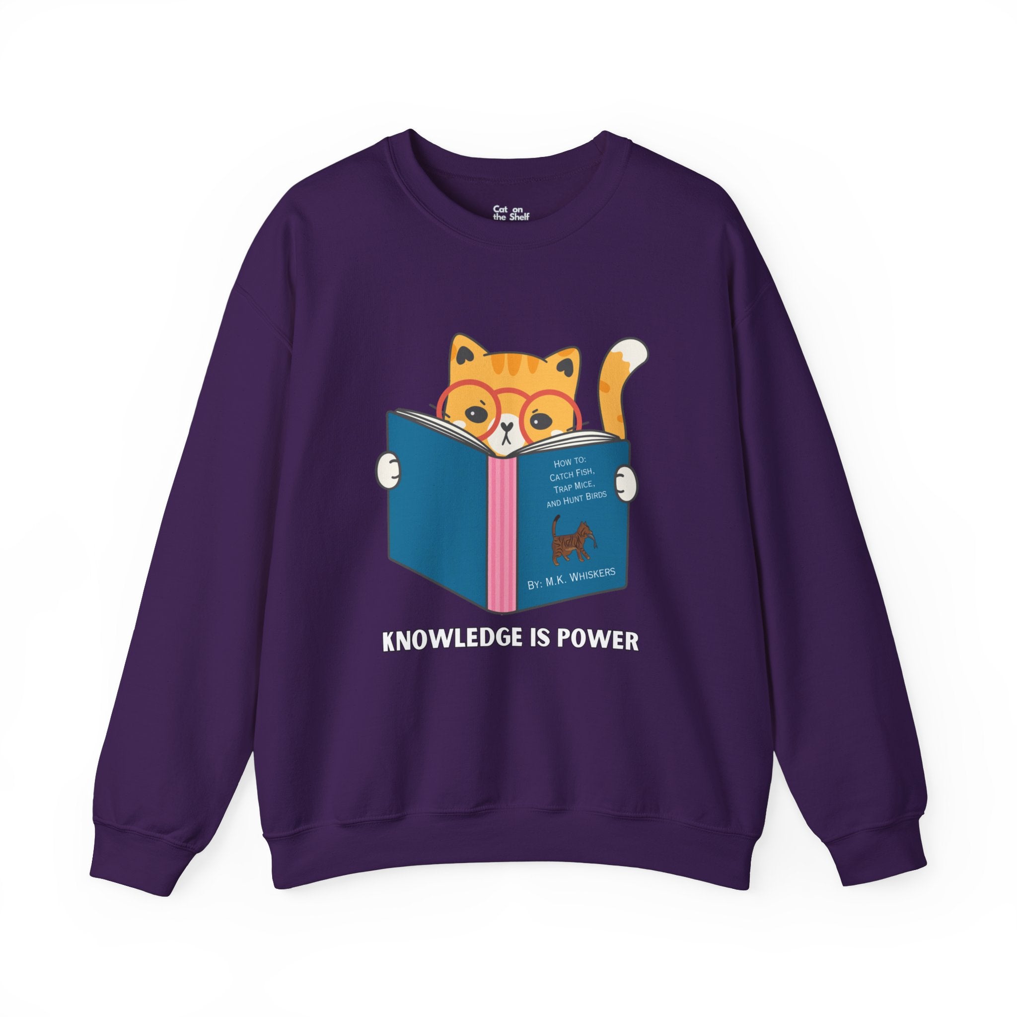 Knowledge Is Power Reading Cat Unisex Heavy Blend™ Crewneck Sweatshirt